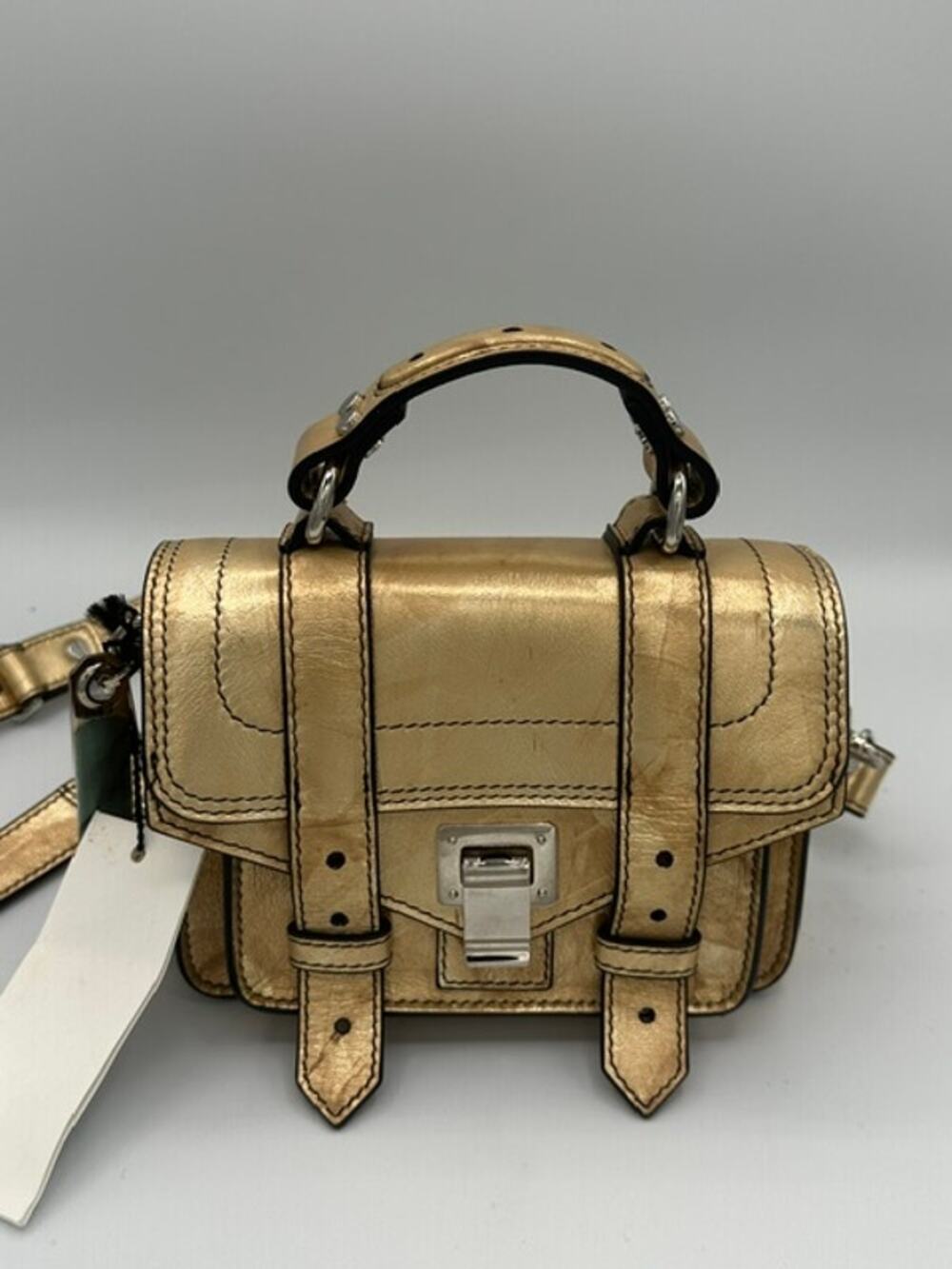Proenza Schouler PS1 Micro Metallic Gold Crossbody Bag Satchel Quiet Luxury NWT